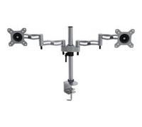 Duronic DM352 SR Support 2 écrans à Pince pour Bureau argenté Hauteur Ajustable Rotatif/Inclinable/Pivotable Compatibilité Universelle avec moniteurs VESA 75/100 en Aluminium Argent G