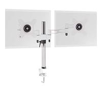 Duronic DM352 WE Bras pour 2 moniteurs d’Ordinateur Support Double écrans PC articulé Ergonomique VESA 75 100 Hauteur Ajustable Rotatif Inclinable Pivotant Compatibilité Universelle