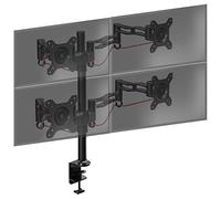 Duronic DM354 Support 4 écrans à Pince pour Bureau Hauteur Ajustable Rotatif/Inclinable/Pivotable Compatibilité Universelle avec moniteurs PC VESA 75/100 Potence et Bras en Aluminium