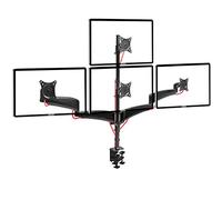 Duronic DM453VX1 Support Quadruple 4 écrans à Pince pour Bureau Passe câbles Inclus Hauteur Ajustable Rotatif Inclinable Pivotable