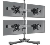 Duronic DM754 Support Quadruple 4 écrans PC sur Socle Hauteur Ajustable Rotatif et Inclinable Compatibilité avec Moniteur VESA 75 100 Potence et Bras en Aluminium Passe câbles Inclus