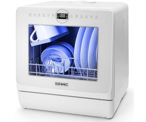Duronic DW5 WE Lave-vaisselle posable 950W Lave vaisselle de comptoir | Lave vaisselle avec 6 programmes de lavage séchage Lave les plats assiettes verres bols couverts fruits Gain de place