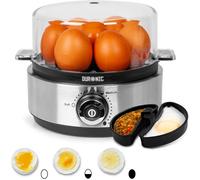 Duronic EB40 BK Cuiseur à œufs 400W 1 à 7 oeufs Thermostat et minuteur pour obtenir œufs durs ou mollets ou pochés ou à la coque avec fonction dédiée pour préparer 2 types de cuisson Sans BPA
