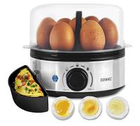 Duronic EB50 BK Cuiseur à oeufs 1 à 7 oeufs 400W Thermostat Minuteur | 3 modes de cuisson Oeuf dur ou mollet ou à la coque Arrêt automatique avec alarme sonore Cuisson omelettes légumes œufs