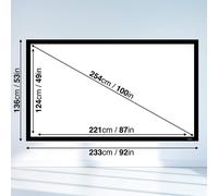 Duronic FFPS100 16:9 Ecran de Projection TV et Home Cinema de 100 Pouces 254 cm Monture en métal Revêtement Velours Toile Extensible Installation Murale | Gain +1 idéal pour 3D 8K 4K 1080P