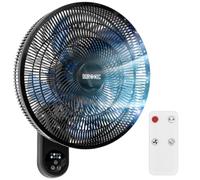 Duronic FN42 BK Ventilateur mural 50W Aérateur de 16 pouces 3 vitesses | Minuterie Oscillation à 60° Télécommande incluse avec 5 mètres de portée Volume sonore 52,8 dB Montage facile