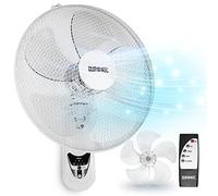 Duronic FN55 WE Ventilateur mural 60W 5 Pâles de 40 cm Tête oscillante avec minuteur 3 Vitesses Télécommande Moteur puissant et silencieux Support mural coulissant démontable à la volée