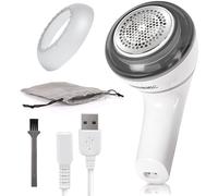 Duronic FS16USB Rasoir Anti bouloche électrique Filaire ou sur Batterie pour Vêtements | Appareil pour Les Peluches | 2 hauteurs | Permet de Remettre à Neuf Textiles Tissus | Poignée rotative