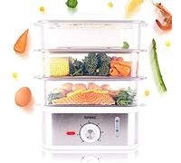 Duronic FS87 Cuiseur vapeur électrique 870W à 3 niveaux | Capacité 10,6 litre | Minuteur | sans bisphénol | Idéal pour cuire viandes poissons légumes pommes de terre couscous sans matière grasse
