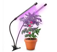 Duronic GLC24 Lampe de croissance horticole double à pince 40W Ampoules LED 3 modes bleu rouge mixte Intensité ajustable Prise USB Lumière de culture pour plante fruit légume fleur herbe