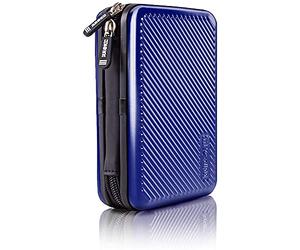 Duronic HDC3 /BE Étui de Rangement Portable en Aluminium pour Disque Dur Externe et câbles, léger et Protecteur, Convient pour Western, Toshiba, Buffalo, Hitachi, Seagate, Samsung Bleu