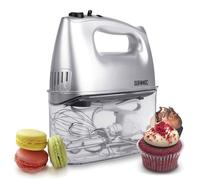 Duronic Batteur à main HM4 SR 400W 5 vitesses Turbo – 2 batteurs, 2 crochets, 1 fouet, Argenté
