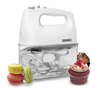 Duronic HM4 WE Batteur électrique cuisine à main 400W | 5 vitesses avec fonction Turbo | Compartiment de rangement | 2 batteurs 2