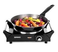 Duronic HP1 BK Plaque de cuisson chauffante électrique 1500W | Foyer en fonte de 20 cm | Poignées ergonomiques | Compacte et mobile | Thermostat réglable | Réchaud alternatif à une table de cuisson