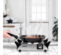 Duronic HP1 SS Plaque de cuisson chauffante électrique 1500W | Foyer en fonte de 20 cm | Poignées ergonomiques | Compacte et mobile | Thermostat réglable | Réchaud alternatif à une table de cuisson