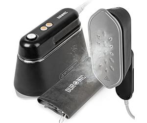 Duronic HS90 BK Fer à Repasser de Voyage Portable | Utilisation horizontale et verticale | 2 fonctions vapeurs | Poignée rétractable | Compact léger