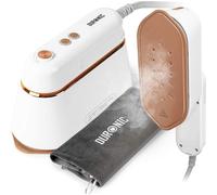 Duronic HS90 WE Fer à repasser de voyage Portable Utilisation horizontale et verticale 2 fonctions vapeur Poignée rétractable Compact et léger pour déplacements Sacoche base et cruche incluses