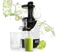 Duronic JE2 Extracteur de jus vertical de 220W | Vitesse de 80 tours par minute | Sans BPA | Réservoir de 1 litre | Réservoir à pulpe | Mastication lente et à froid des fruits et légumes frais