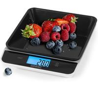 Duronic Ks100 Bk Balance De Cuisine Noire Capacité De 5kg Bol De 1,2l Inclus Large Écran Rétroéclairé Fonction D'ajout De Poids 4 Capteurs Précis Idéale Pour La Pâtisserie Ou Comme Balance Postale