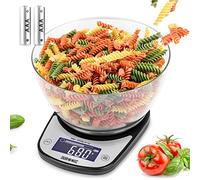 Duronic KS5000 BKCR Balance de Cuisine d'une capacité de 5 kg | Précision à 1 g | Bol de 2 L inclus | Large écran LCD | Fonction d'ajout de poids TARE | Idéale pour la pâtisserie ou balance postale
