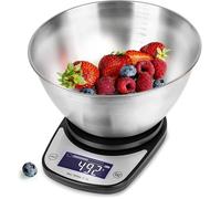 Duronic KS5000 BKSS Balance de Cuisine d'une capacité de 5 kg | Précision à 1 g | Bol en inox de 2.5 L inclus | Large écran LCD |