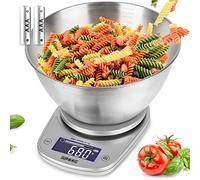 Duronic KS5000 SRSS Balance de cuisine Charge maximale 5 kg Précision à 1 g | Fonction d'ajout de poids Tare Large écran rétroéclairé 4 capteurs précis Récipient amovible 2,5 litres 2 piles AAA