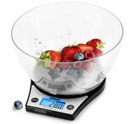Duronic KS6000 BK Balance de cuisine noire - Capacité de 5 kg - Large écran rétroéclairé - Bol de 2 L inclus - Fonction d'ajout de