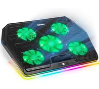 Duronic LC4 Support Refroidisseur pour Ordinateur Portable 5 Ventilateurs | Tapis refroidisseur pour laptop Contre la surchauffe des appareils 2 Ports USB Inclinable Contrôle de la température
