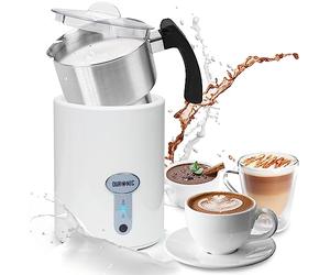Duronic MF500 WE Mousseur à Lait électrique automatique 550W Pour café cappuccino latte chocolat chaud thé Mousse chaude ou froide et lait chaud Capacité 500 ml Pot en inox