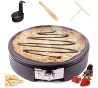 Duronic PM152 Crêpière électrique de 1500W 37 cm Plaque de cuisson antiadhésive et démontable Accessoires inclus Température