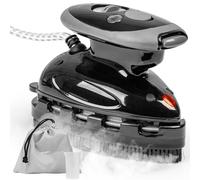 Duronic SI2 BK Fer à repasser à vapeur de voyage 375W Léger et compact 762 g Semelle antiadhésive Réservoir de 50 ml Avec brosse et pochette de transport