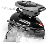 Duronic SI2 BK Fer à repasser à vapeur de voyage 375W Léger et compact 762 g Semelle antiadhésive Réservoir de 50 ml Avec brosse et pochette de transport