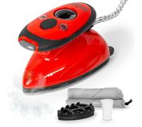 Duronic SI2 RD Fer à repasser à vapeur de voyage 375W Léger et compact 762 g Semelle antiadhésive Réservoir de 50 ml Avec brosse et pochette de transport