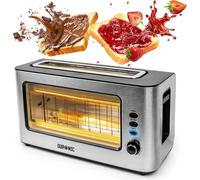 Duronic TB10 Grille-pain de 1000W | Large fente pour 2 tranches de pain | Fenêtre transparente | Finition en acier inoxydable brossé