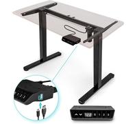 Duronic TM51 BK Structure de Bureau Assis-Debout électrique Hauteur Ajustable de 72 à 118 cm Charge maximale de 70 kg Plateau de 120 140 ou 160 cm Vendu séparément Ports USB et USB-C