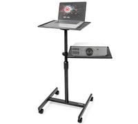 Duronic WPSLS2 Table de Travail Mobile Bureau Assis-Debout Support à roulettes pour PC ou projecteur Hauteur ajustable de 67,5 à 100 cm 2 plateformes de 42,4 x 37,4 cm Capacité 10 kg