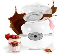 Duronic YM1 Yaourtière électrique programmable 1 pot de 1500 ml Machine à yaourt avec Thermostat et Pot de 1.5 L en Céramique Préparer des yaourts et desserts faits-maison