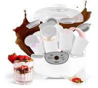 Duronic YM2 Yaourtière électrique programmable 8 pots de 125 ml Machine à yaourt avec Thermostat et Pots en Céramique Préparer des