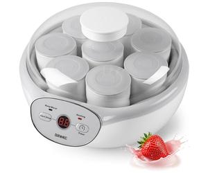 Duronic YM2 Yaourtière électrique programmable 8 pots de 125 ml Machine à yaourt avec Thermostat et Pots en Céramique Préparer des yaourts et desserts faits-maison