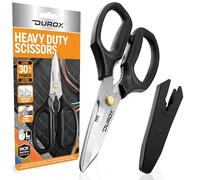 DUROX Ciseaux multifonction en acier inoxydable, parfaits pour le bricolage. Ciseaux robustes avec lame dentelée. Ciseaux universels pour couper du cuir, du carton, de la moquette et du caoutchouc