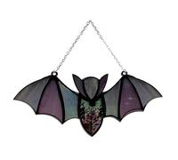 Durratou 1 pièce Halloween chauve-souris vitrail attrape-soleil fenêtre suspendu acrylique art mural décoration fantômes festival coloré A