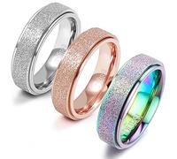 DURSI Bague rotative tendance en acier inoxydable pour homme et femme - Pour l'anxiété - Finition sablée - 6 mm/8 mm, 10, Métal, Grès