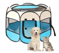 Duscdesp Clôture Portable pour Chien, Parc pour Chien Produits pour l'intérieur et l'extérieur, Toile Oxford imperméable Parc pour Chiots, Convient aux Petits Chats, Chiens, Lapins (S-Bleu)