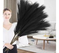 Duscdesp Lot de 6 herbes de la pampa artificielles pelucheuses et hautes pour vases de sol, mariage, salon, chambre, maison, décoration bohème (noir)