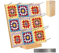 Duscdesp Planche de blocage du crochet et 20 broches, planche de blocage carrée pour crochet et tricot, tapis de blocage en bois, accessoires de crochet pour cadeaux de 33 cm