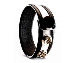 Dusedo Anneau de Pénis en Cuir Noir/Blanc