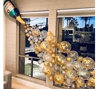 Dusenly Kit d'arche de ballons pour bouteille de champagne - Ballons dorés et argentés pour anniversaire, mariage, fête prénatale, enterrement de vie de jeune fille, Nouvel An