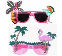 Dusenly Lot de 2 lunettes de soleil pour fête hawaïenne avec flamant rose