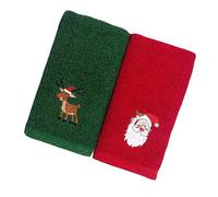 Dusenly Lot de 2 serviettes de toilette de Noël rouges et vertes pour le visage, la salle de sport, les vacances, les fêtes, la maison, cadeau