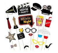 Dusenly Lot de 21 accessoires de photomaton pour soirée cinéma, enterrement de vie de jeune fille, fournitures de décoration d'anniversaire